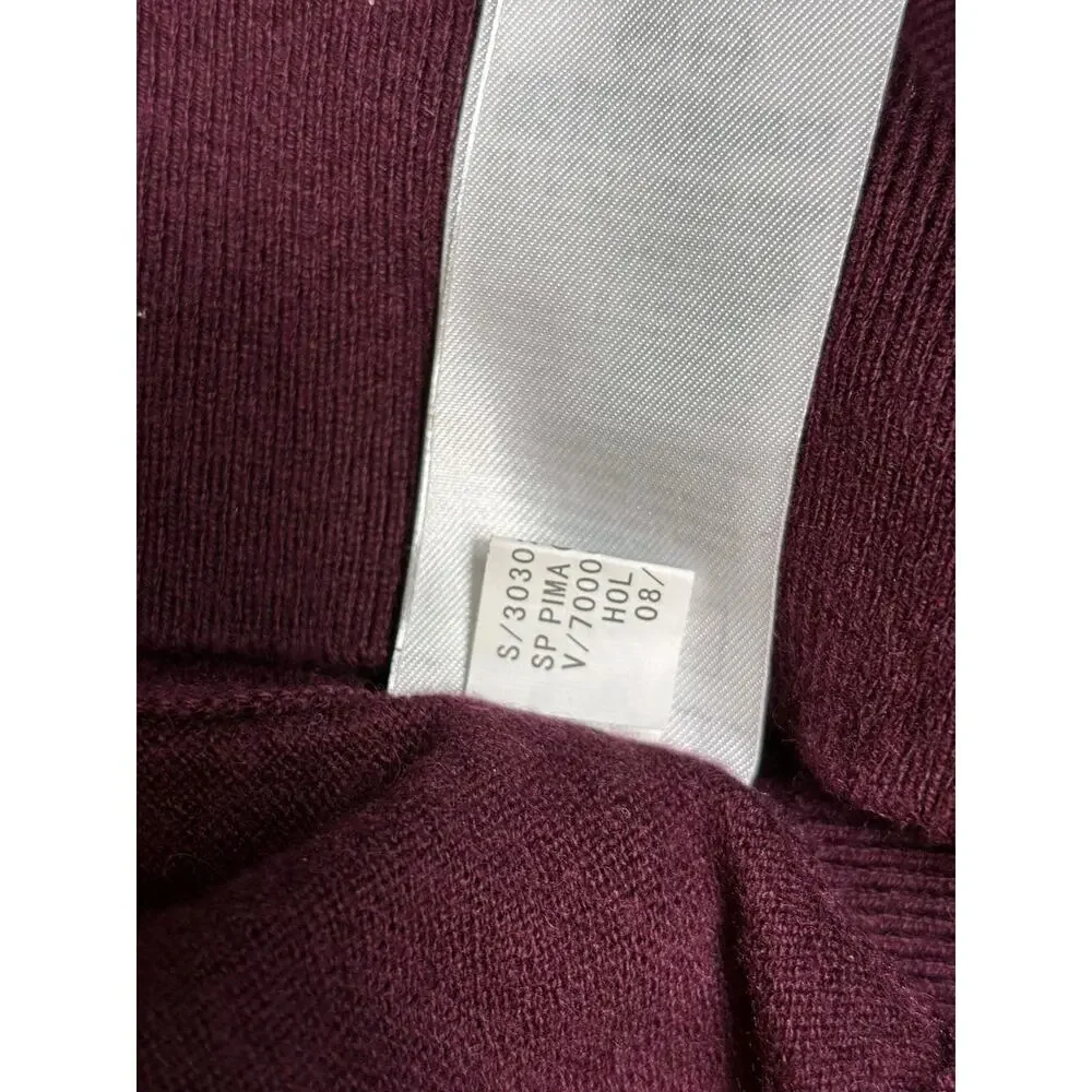 Banana Republic Sweater Men's Size L Burgundy 1/4 Zip Pima Cotton Cashmere